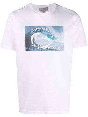 Canali graphic-print fitted T-shirt - White