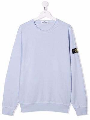 Stone Island Junior TEEN logo-patch cotton jumper - Blue