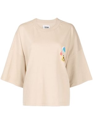 izzue chest logo-print T-shirt - Brown