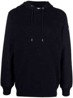 Moncler logo-patch cotton hoodie - Blue