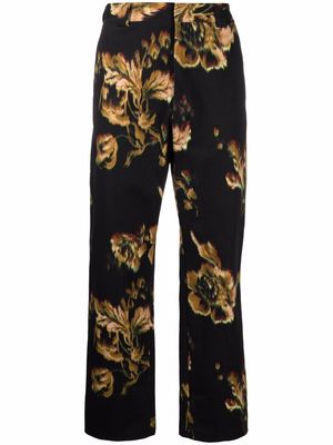 PAUL SMITH floral-print straight trousers - Black