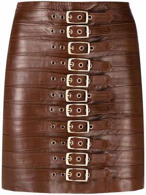 Manokhi multi-buckle fitted mini skirt - Brown