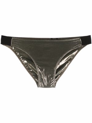 Rick Owens metallic-effect bikini bottoms - Brown