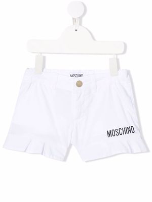 Moschino Kids logo-print cotton shorts - White