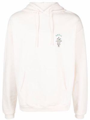Drôle De Monsieur logo-embroidered drawstring hoodie - Neutrals