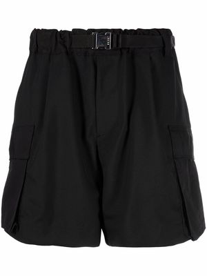 sacai elasticated-waist buckled cargo shorts - Black