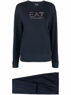 Ea7 Emporio Armani studded-logo sweatshirt tracksuit - Blue