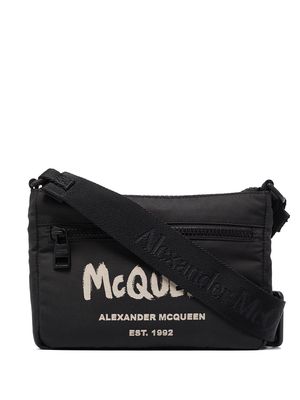 Alexander McQueen brushed logo messenger bag - Black