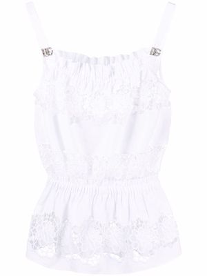 Dolce & Gabbana crochet-panel sleeveless top - White