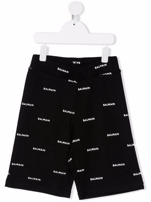 Balmain Kids logo-print track shorts - Black