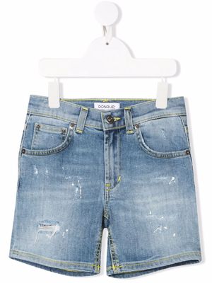 DONDUP KIDS contrast-stitching denim shorts - Blue
