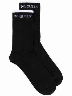 Alexander McQueen logo-knitted cotton socks - White
