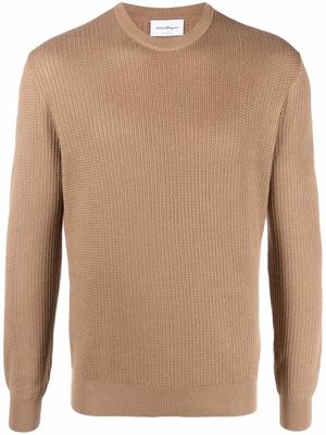 Salvatore Ferragamo patterned-stitch cotton jumper - Neutrals