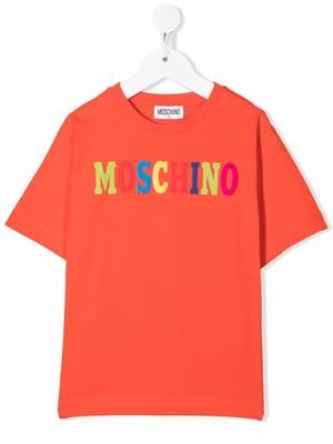 Moschino Kids flocked logo-print T-shirt - Red