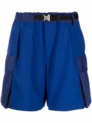 sacai belted cargo shorts - Blue