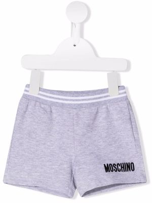 Moschino Kids logo-embroidered cotton shorts - Grey