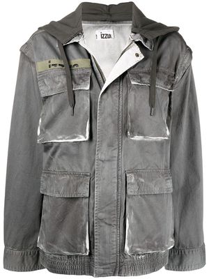 izzue convertible hooded utility jacket - Grey