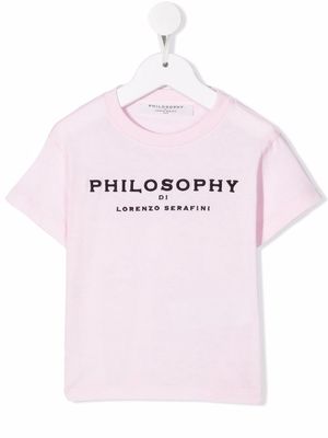Philosophy Di Lorenzo Serafini Kids logo-embroidered cotton T-shirt - Pink