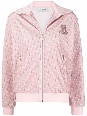LANVIN embellished logo-patch monogram track jacket - Pink