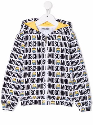 Moschino Kids all-over logo print hoodie - White