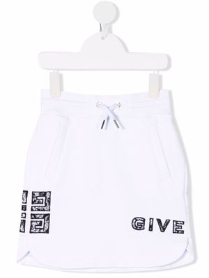 Givenchy Kids logo-appliqué drawstring skirt - White