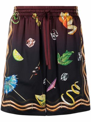 Casablanca Sunset print drawstring shorts - Black