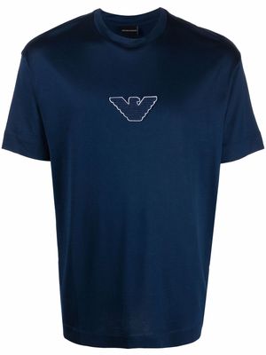 Emporio Armani logo-patch cotton T-shirt - Blue