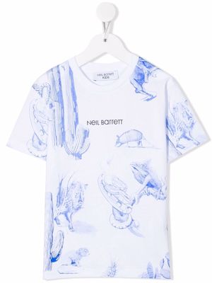 Neil Barrett Kids animals print T-shirt - White