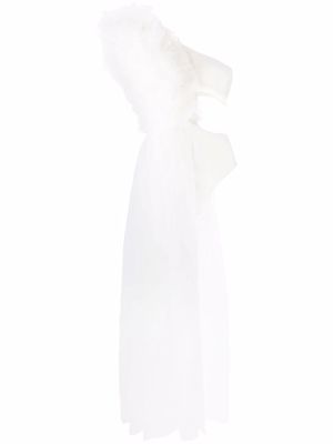 Alchemy asymmetric ruffle-detail bodysuit - White
