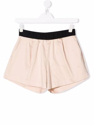 Moncler Enfant logo-waist cotton shorts - Neutrals
