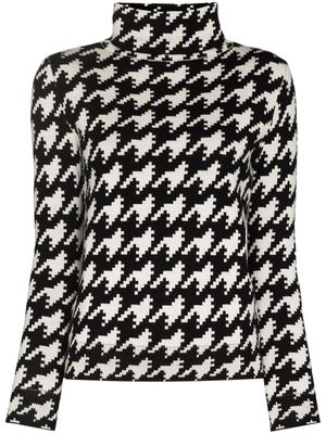 Perfect Moment houndstooth pattern turtleneck jumper - White