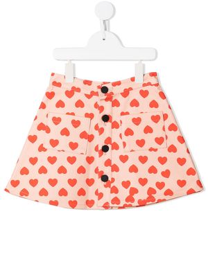 Natasha Zinko Kids heart-print denim skirt - Orange