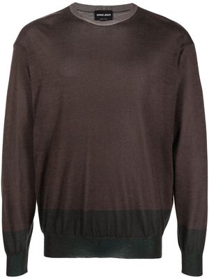 Giorgio Armani stripe-hem cashmere-blend jumper - Brown