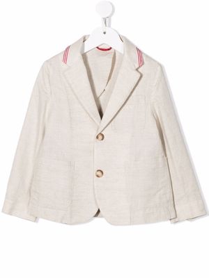 Fay Kids contrast trim linen-blend blazer - Neutrals
