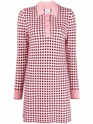 Barrie checked cashmere shirtdress - Pink