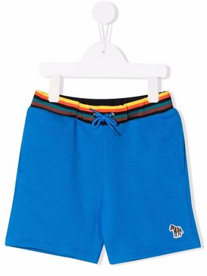 Paul Smith Junior zebra patch track shorts - Blue