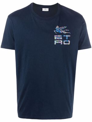 ETRO logo-print crewneck T-shirt - Blue