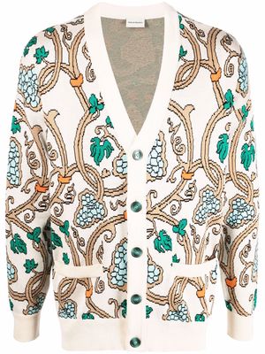 Drôle De Monsieur intarsia-knit organic cotton cardigan - Neutrals