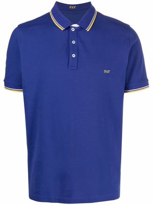 Fay logo-embroidered polo shirt - Blue