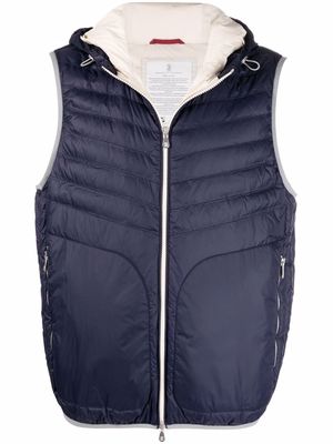 Brunello Cucinelli hooded quilted gilet - Blue