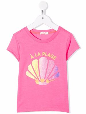 Billieblush beach-motif graphic-print T-Shirt - Pink