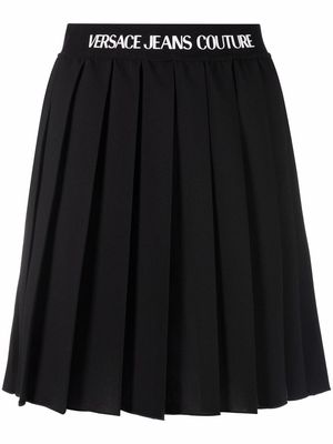 Versace Jeans Couture logo-waistband pleated skirt - Black