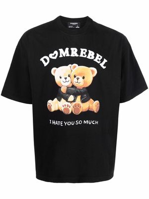 DOMREBEL teddy bear-print short-sleeved T-shirt - Black