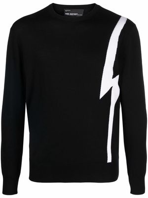 Neil Barrett Thunderbolt-knit wool sweater - Black