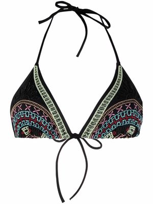 Ermanno Scervino embroidered triangle bikini top - Black