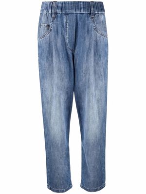 Brunello Cucinelli elasticated waistband tapered jeans - Blue