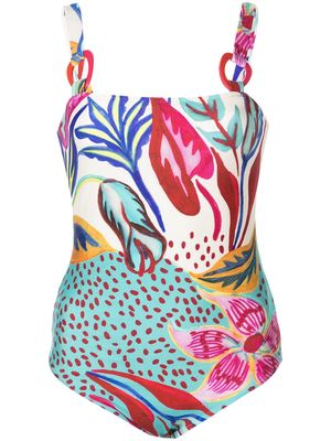 PatBO Flora square-neck swimsuit - Multicolour