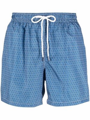 Fedeli geometric-print swim shorts - Blue