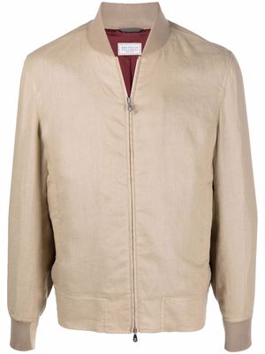 Brunello Cucinelli zip-up bomber jacket - Neutrals