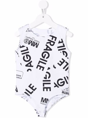 MM6 Maison Margiela Kids all-over logo print bodysuit - White